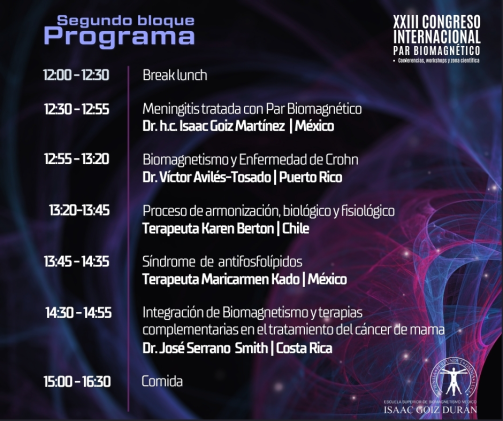 XXIII CONGRESO INTERNACIONAL ESCUELA ISAAC GOIZ  DEL PAR BIOMAGNÉTICO ON LINE - OCTUBRE 2024